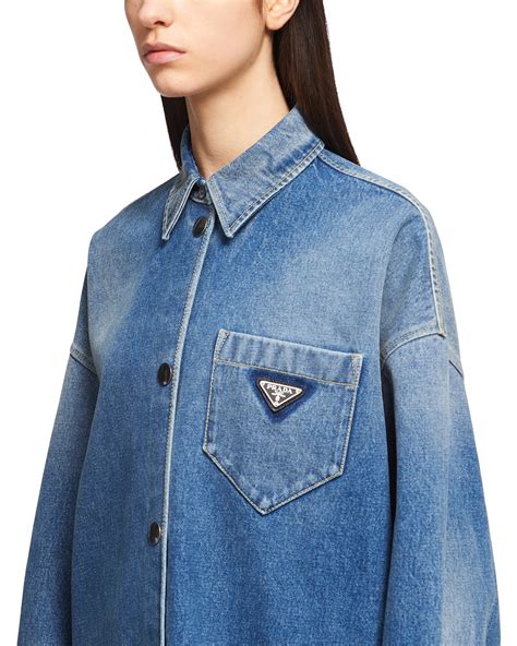 prada oversized denim shirt|prada denim shirt women's.